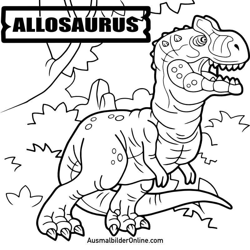 Ausmalbilder: Der bedrohliche Allosaurus