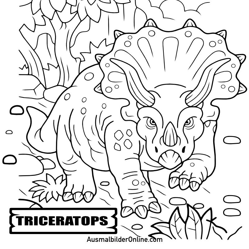 Ausmalbilder: Gehörnter Triceratops