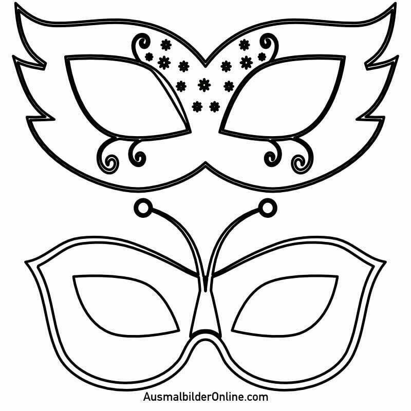 Kostenlose Ausmalbilder: Karnevalsmasken online und zum ausdrucken für