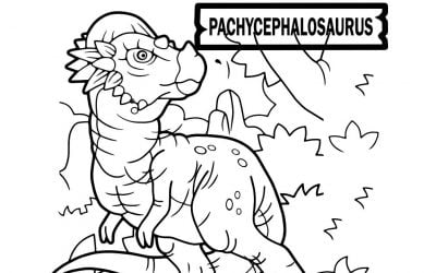 Ausmalbilder: Kleiner Pachycephalosaurus