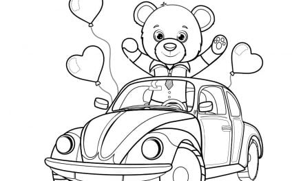Ausmalbilder: Teddybär im Auto