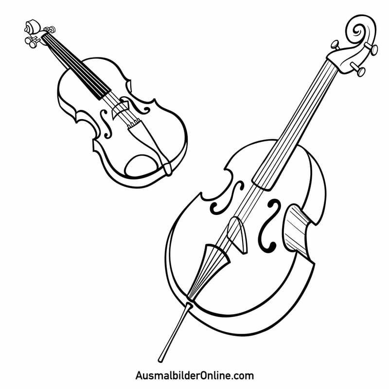 Ausmalbilder: Violoncello und Violine