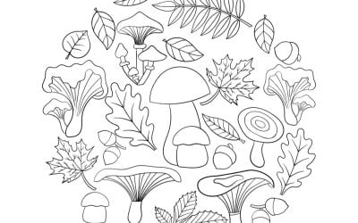 Ausmalbilder: Mandala mit Pilzen