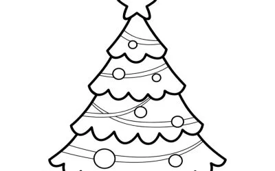 Ausmalbilder: Weihnachtsbaum mit Kugeln