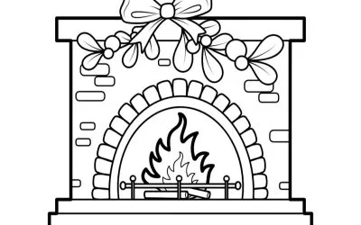 Ausmalbilder: Ein Kamin mit Feuer
