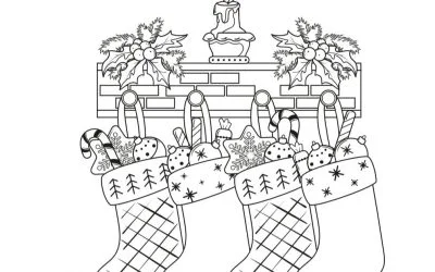 Ausmalbilder: Socken auf dem Kamin