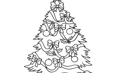 Ausmalbilder: Weihnachtskugeln am Weihnachtsbaum