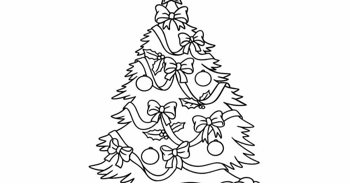 Kostenlose Ausmalbilder: Weihnachtskugeln am Weihnachtsbaum online und