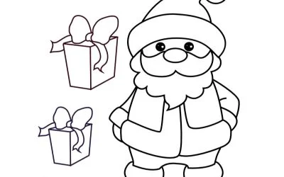 Ausmalbilder: Weihnachtsmann mit Geschenken