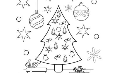 Ausmalbilder: Geschmückter Weihnachtsbaum