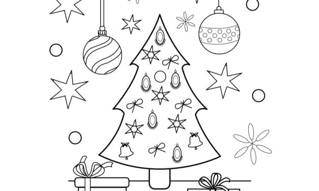Ausmalbilder: Geschmückter Weihnachtsbaum