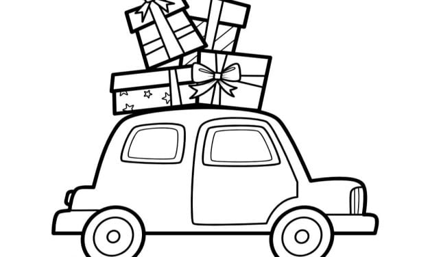 Ausmalbilder: Auto mit Geschenken