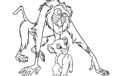 Affe und kleiner Löwe Farbbild pdf