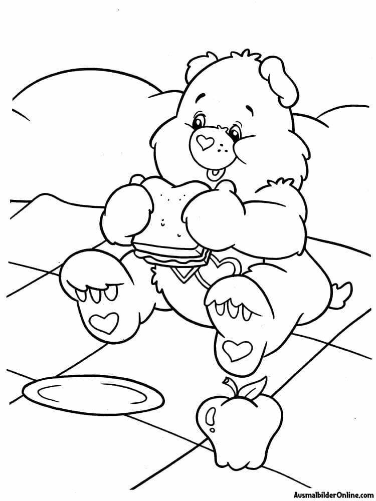 Ausmalbilder Care Bear auf einem Picknick