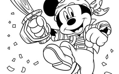 Ausmalbilder für Kinder Mickey Mouse als Pirat