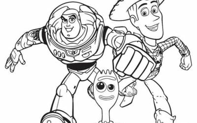 Ausmalbilder von Woody und Buzz Lightyear zum Ausdrucken im PDF-Format