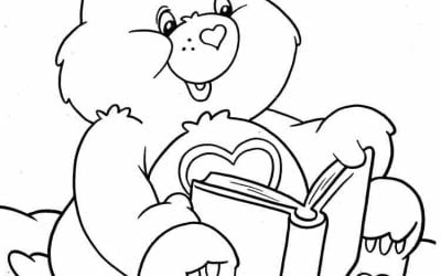 Der Bär liest ein Buchbild für ein PDF-Malbuch