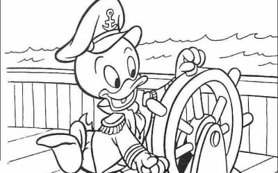 DuckTales Kapitän auf dem Schiff Malen Sie das Bild für Kinder aus