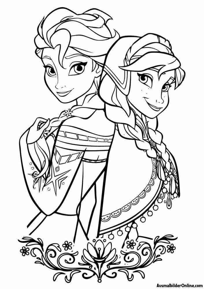 Elsa und Anna Ausmalbild PDF