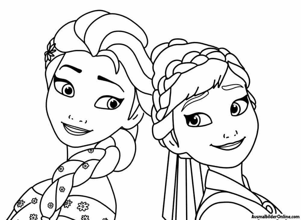 Elsa und Anna Gesichter aus Frozen Malvorlagen PDF