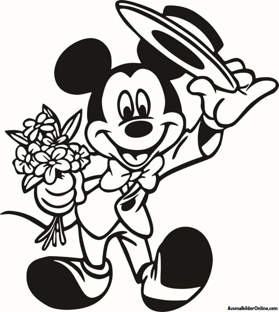 Große Mickey Mouse Vorlage mit Blumen