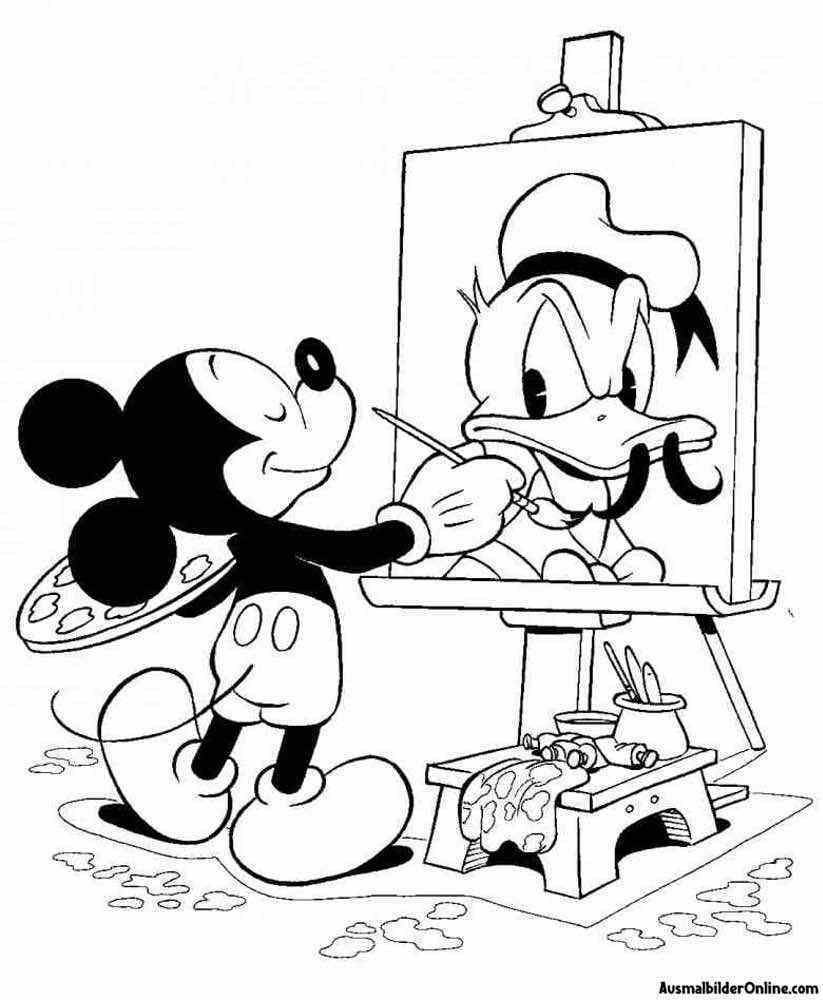 Lustiges Bild zum Ausmalen von Micky Maus