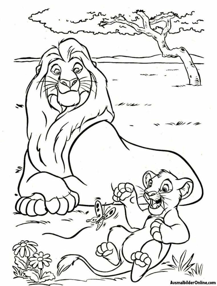 Mufasa und Simba zum Ausmalen zum Ausdrucken