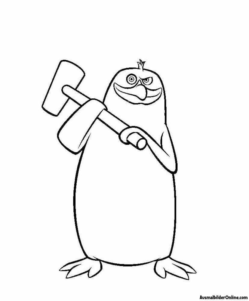 Pinguin mit einem Hammer-Malbuch