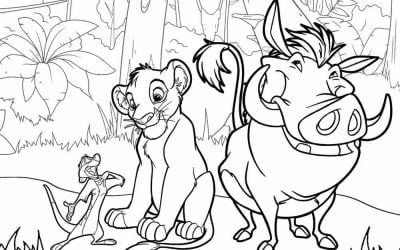 Simba, Timon und Pumbaa Ausmalbilder für Kinder