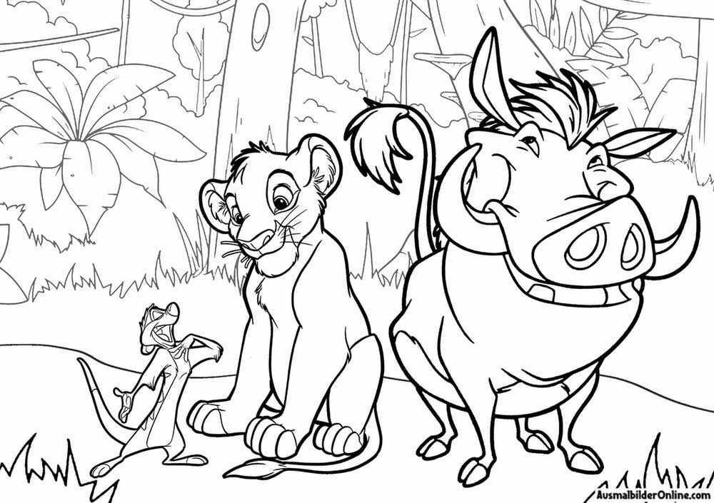 Simba, Timon und Pumbaa Ausmalbilder für Kinder