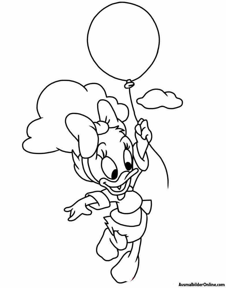 Süßes webby fliegt in einem ballon druck- und ausmalvorlage