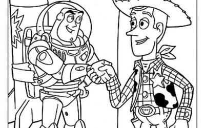 Woody und sein Freund Buzz Lightyear PDF zum Ausmalen