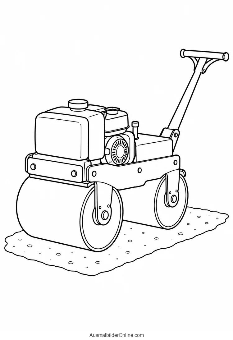 Handgeführte Walze mit zwei glatten Trommeln, Motor und langem Griff