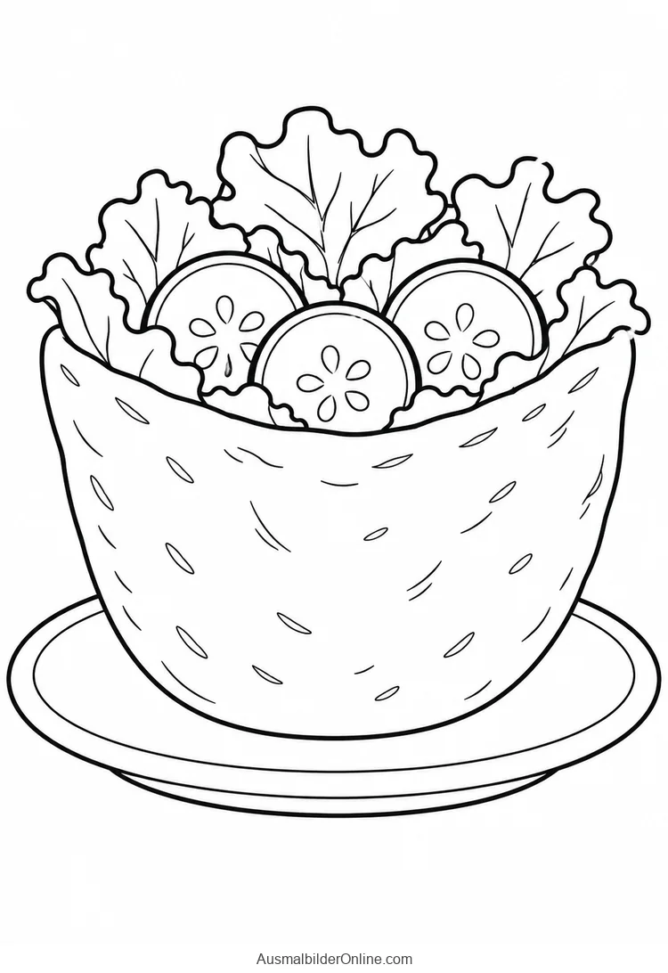 Eine Pitatasche mit Salat und Gurkenscheiben steht auf einer Untertasse