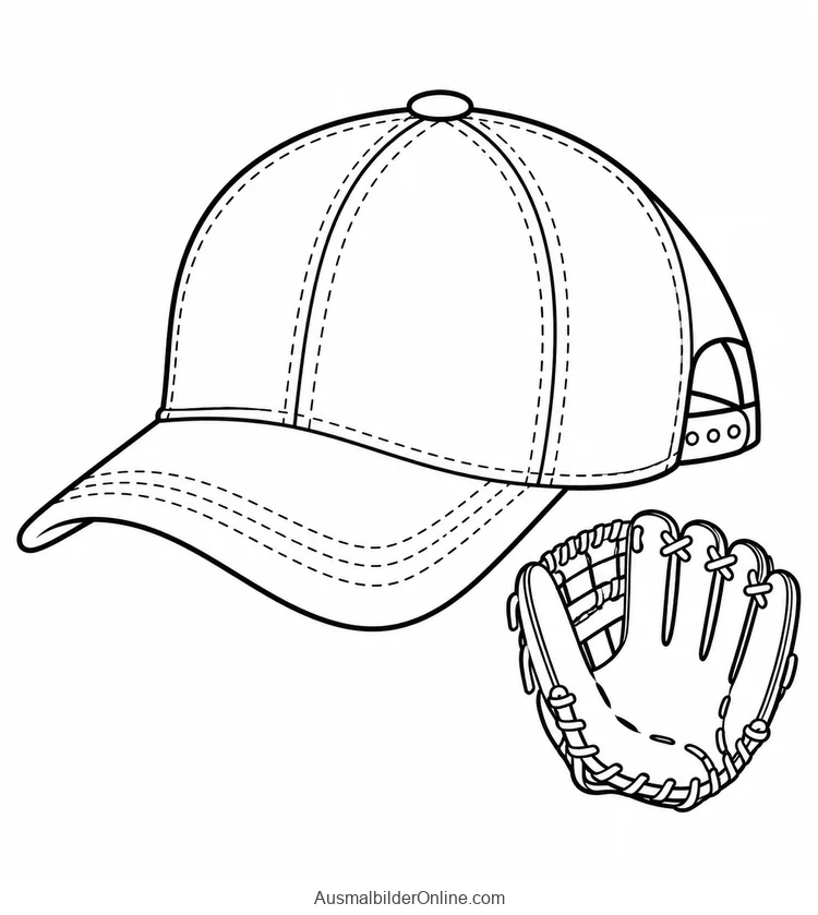 Baseballkappe mit sichtbaren Nähten neben einem Fanghandschuh