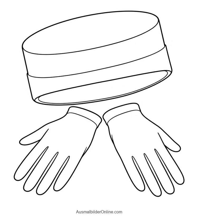 Pillbox-Hut über einem Paar Handschuhe