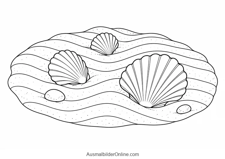 Sanfte Sandrippel um drei leere Muschelschalen auf dem Meeresboden