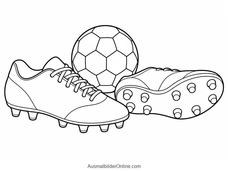 Fußballschuhe mit sichtbaren Sohlenstollen neben einem Fußball