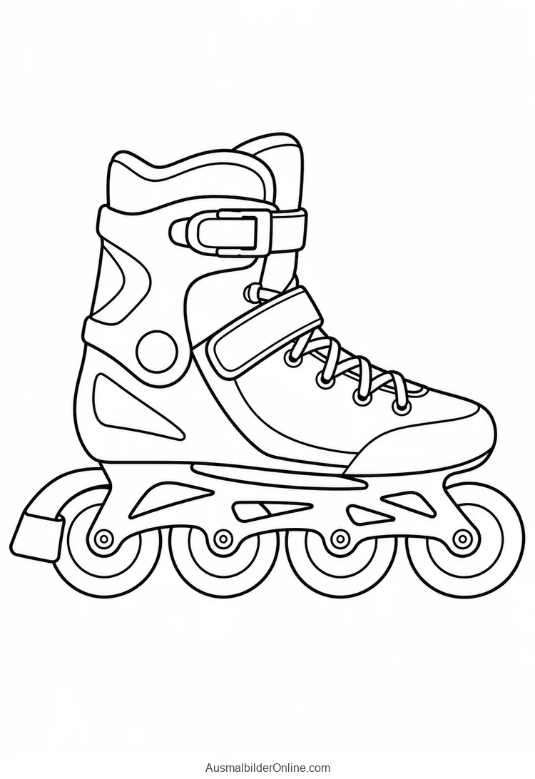 Einzelner Inline-Skate mit vier Rädern in einer Reihe und Knöchelschnalle