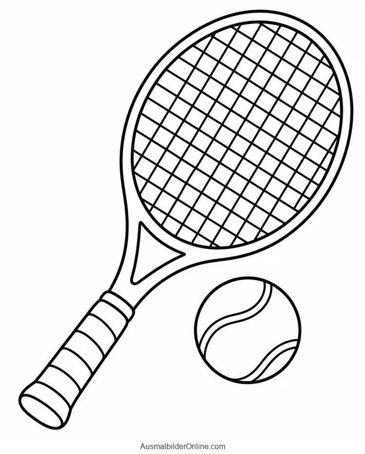 Tennisschläger mit ovalem Rahmen neben einem Tennisball