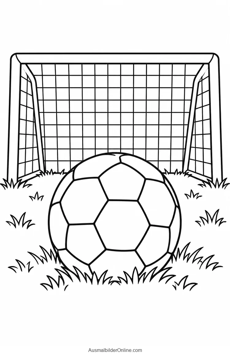 Fußball neben einem kleinen leeren Fußballtor