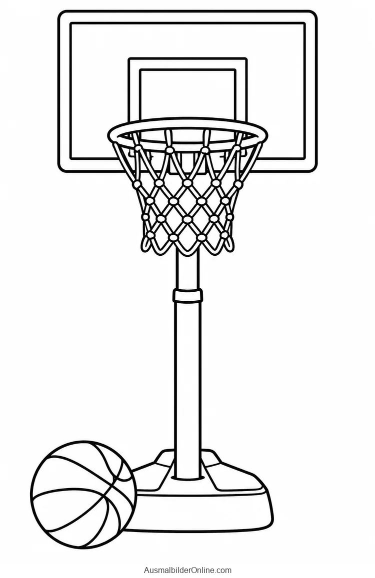 Basketball unter einem Basketballkorb mit Netz