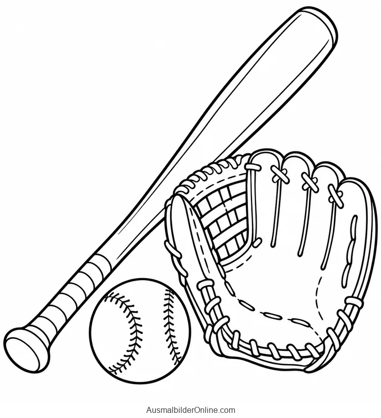 Baseballschläger neben einem Fanghandschuh und genähtem Baseball