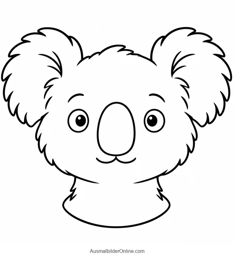 Koalakopf von vorn mit großen flauschigen Ohren und ovaler Nase