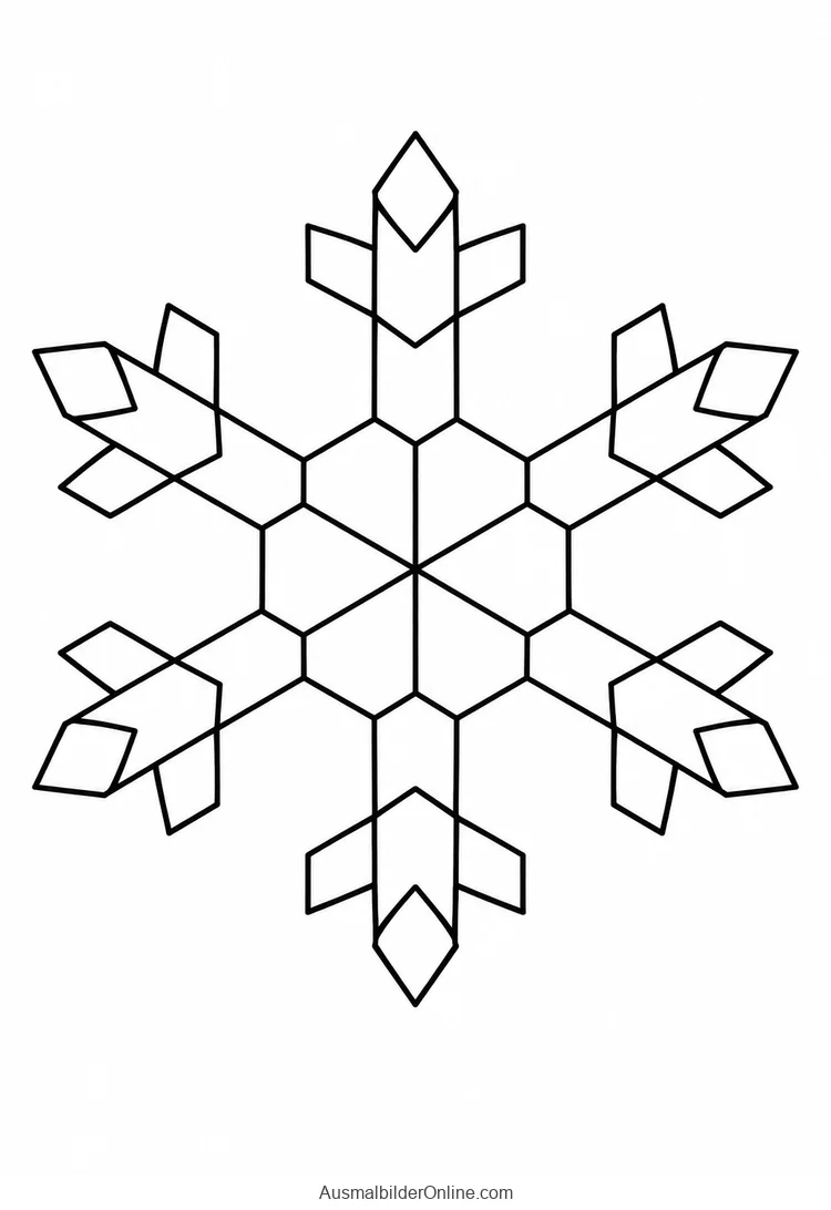 Sechsarmige Schneeflocke als Mosaik mit breiten Feldern