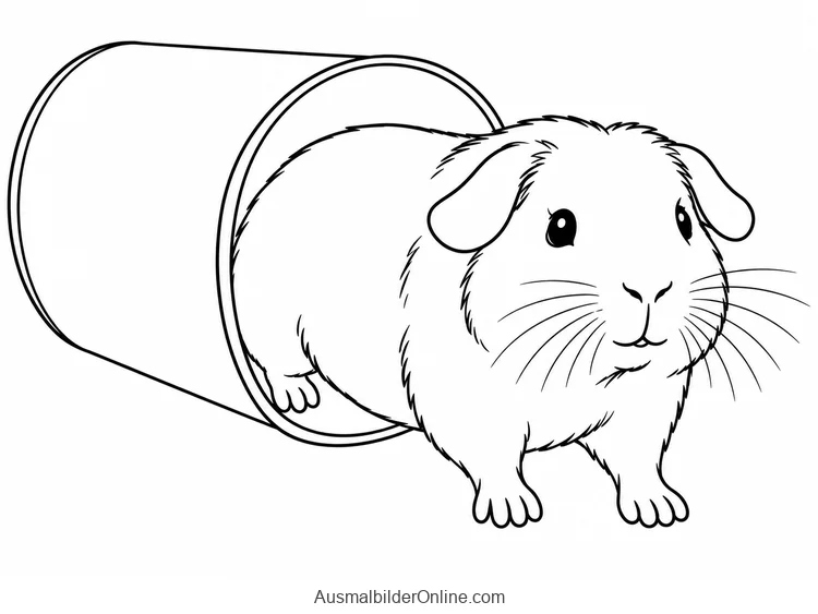 Meerschweinchen kommt aus einem breiten Tunnel hervor
