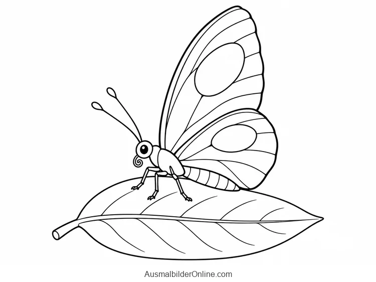 Schmetterling ruht mit zusammengeklappten Flügeln auf einem Blatt