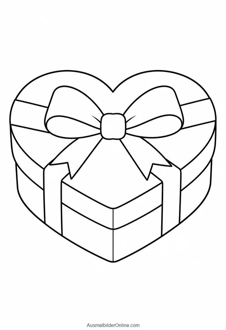 Herzförmige Geschenkbox mit einem breiten Band und einer Schleife