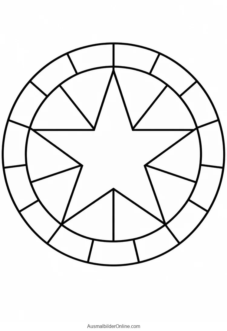 Rundes Glasfenster mit Stern und geometrischen Glasfeldern