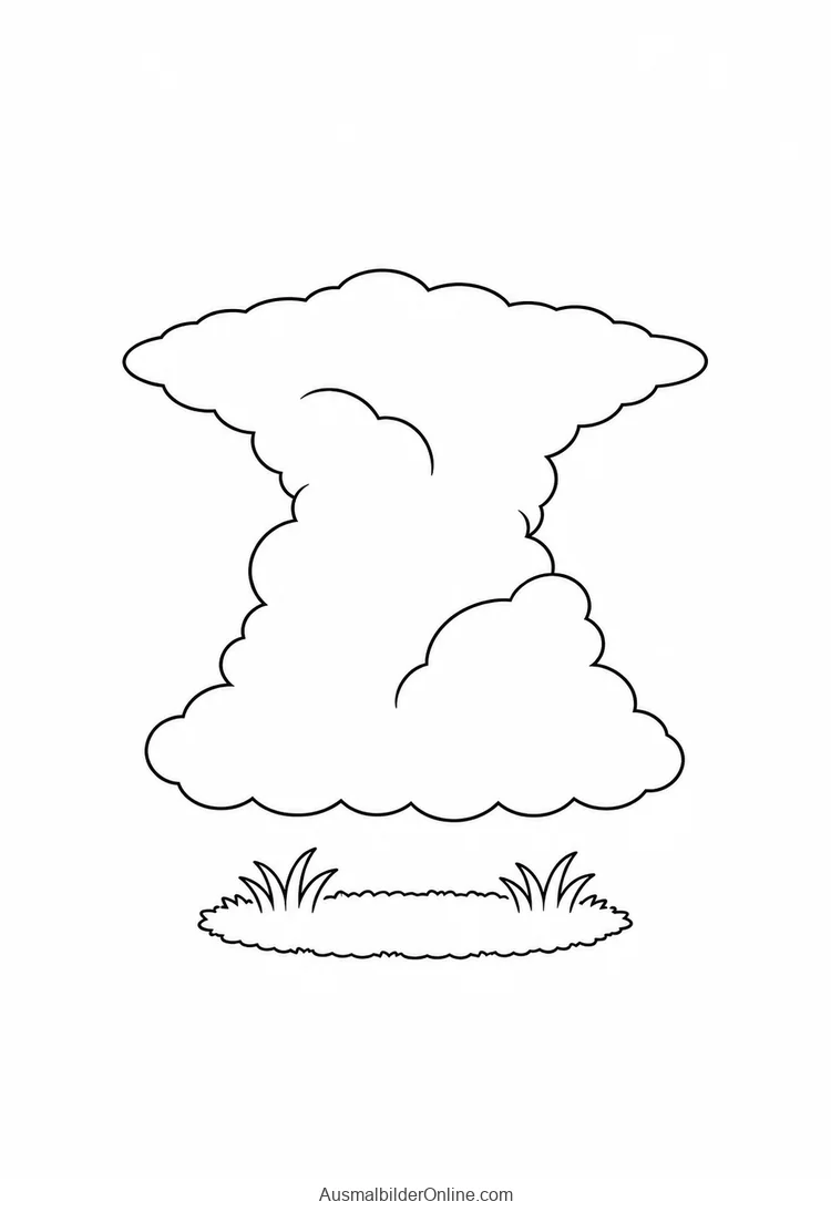 Hohe aufgetürmte Wolke mit breitem flachem Oberteil über einer Wiese